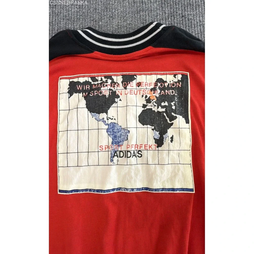 Vintage 80s Adidas Germany Fortschritt Neue Welle Sport Sweatshirt Red Black XL